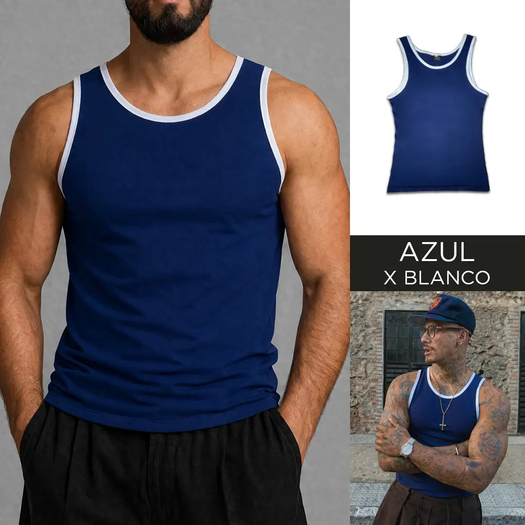 Camisilla Essential Slim Azul x Blanco para hombre – OCRA JEANS