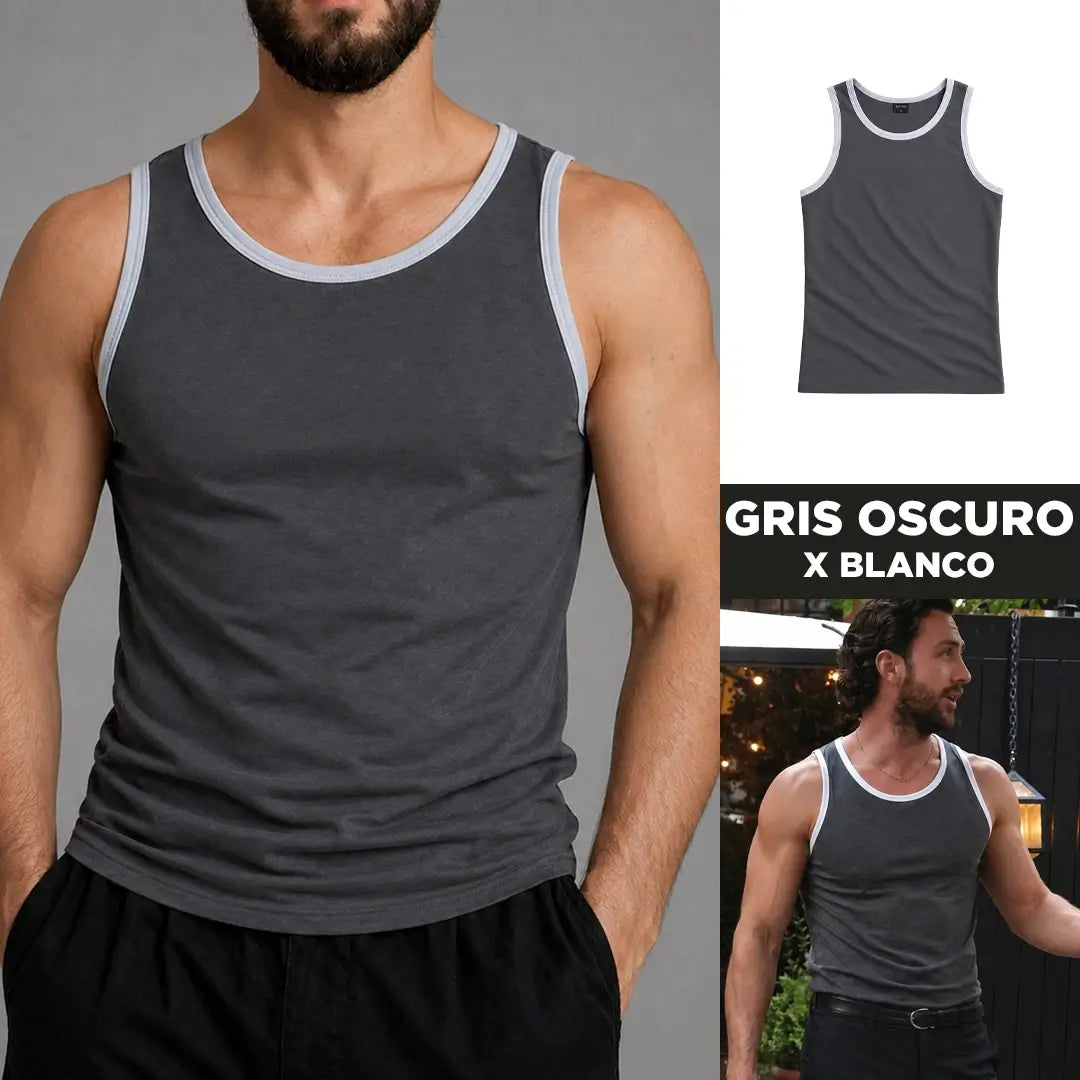 Camisilla Essential Slim Gris Oscuro x Blanco para hombre – OCRA JEANS