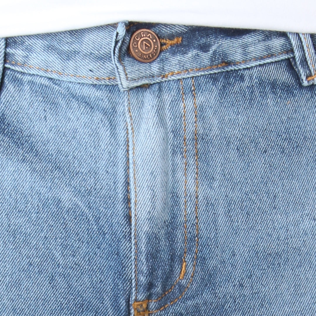 Bermuda de Jean Rígida | Denim Resistente con Detalles Desgastados