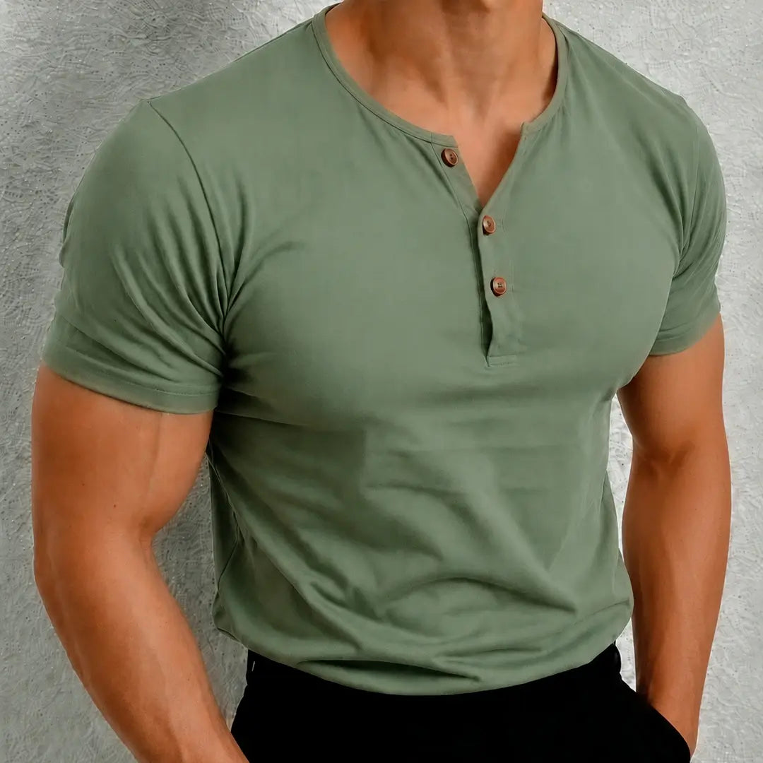 Camiseta Henley Astor Verde para hombre – OCRA JEANS