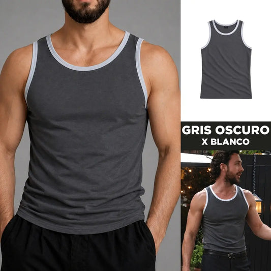 Camisilla Essential Slim Gris Oscuro x Blanco para hombre – OCRA JEANS