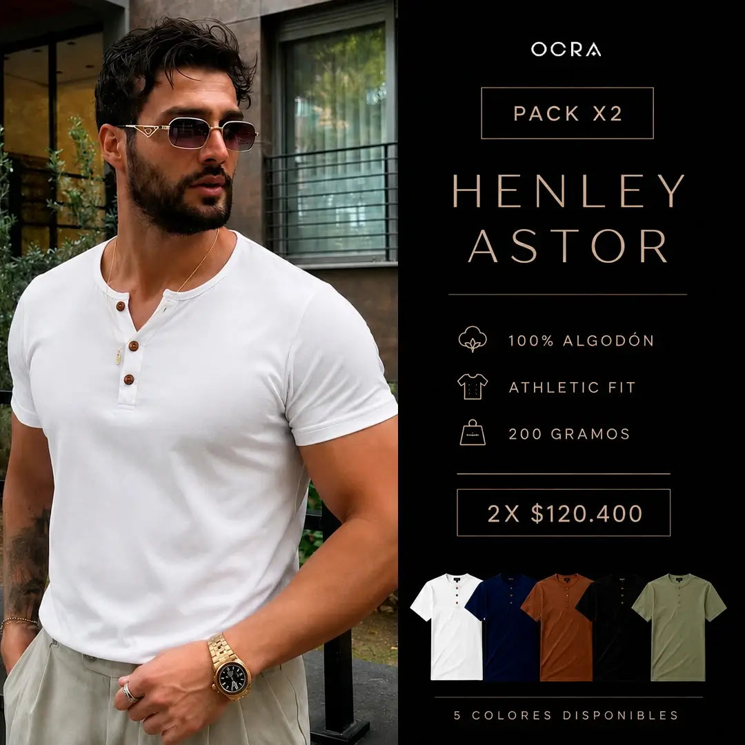 Pack camiseta manga corta Henley para hombre – OCRA JEANS
