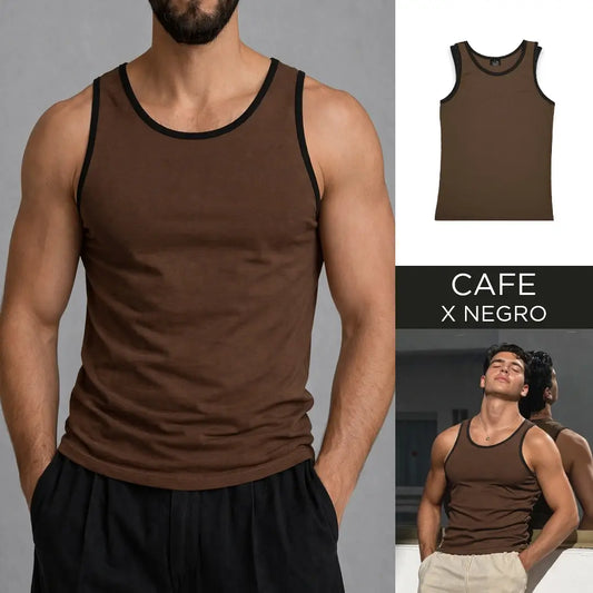Camisilla Essential Slim Café x Negro para hombre – OCRA JEANS