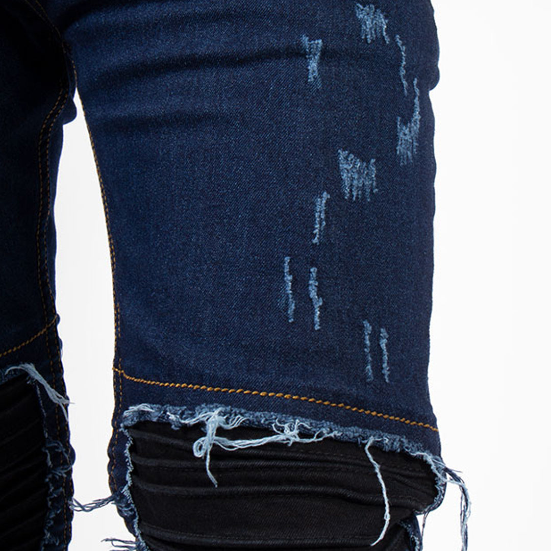Skinny Jean | Azul Industrial con Parche en Rodillas CL2164