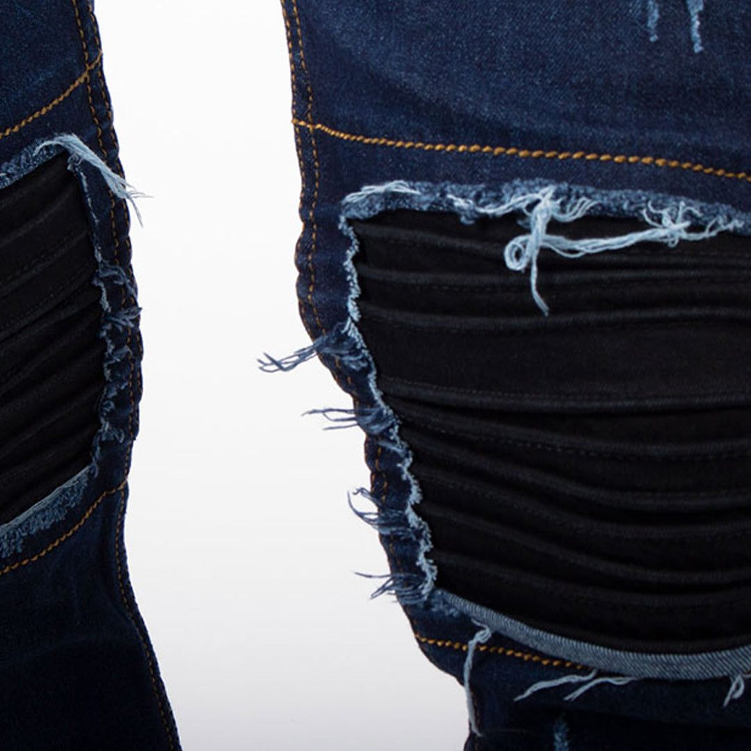 Skinny Jean | Azul Industrial con Parche en Rodillas CL2164