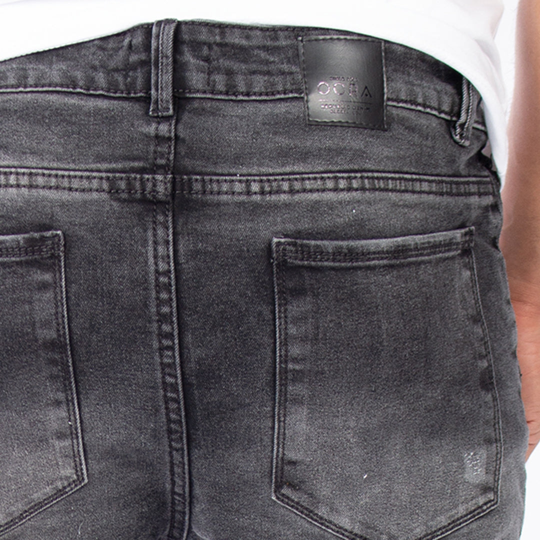 Skinny Jean | Gris Oscuro con Parche en Rodilla CL2194