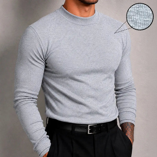 Camiseta Mock Neck Rib LS Gris para hombre – OCRA JEANS
