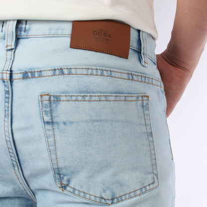 Bermuda de Jean Rígida | Denim Resistente con Detalles Desgastados