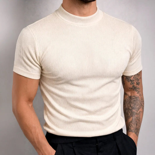 Camiseta Mock Neck Rib Marfil para hombre – OCRA JEANS