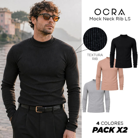 Pack Mock Neck Rib LS